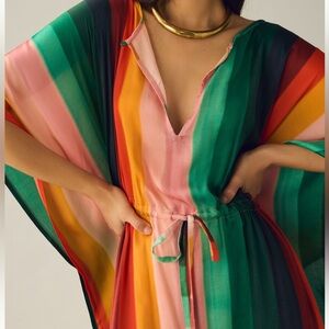 Anthropologie striped kaftan swim coverup